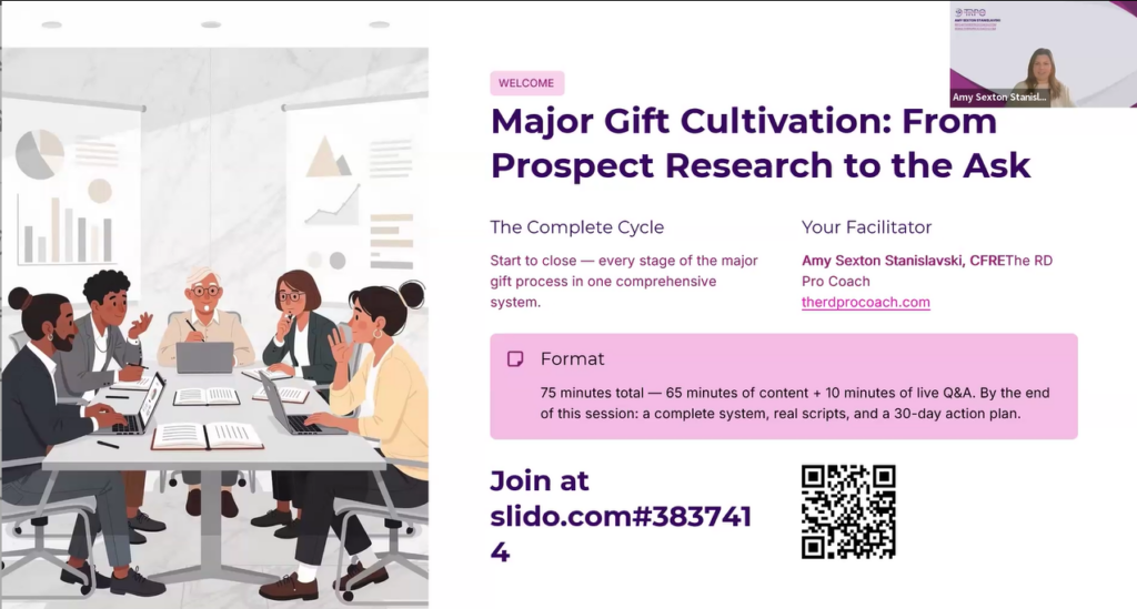 Image of live webinar with Amy