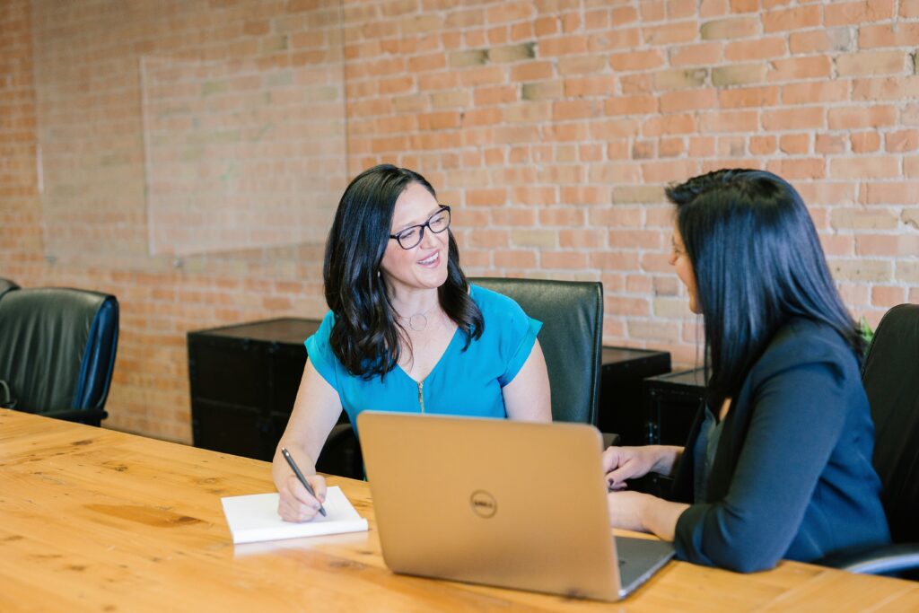 Two women engaged in conversation